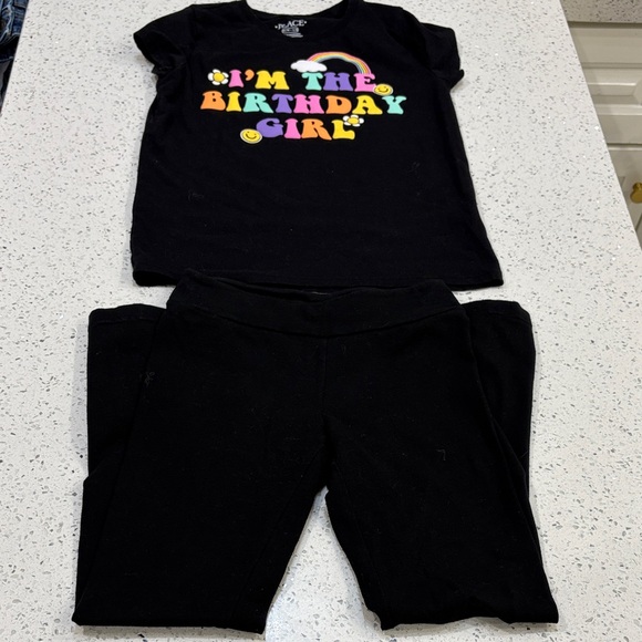 The Children's Place Black Birthday Girl and Cat & Jack flare leggings size 7 - Picture 2 of 6